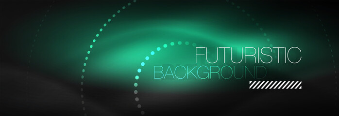 Glowing neon circle line dots, round line design, abstract style on black background. Neon abstract round circles Magic neon lights and glowing dots