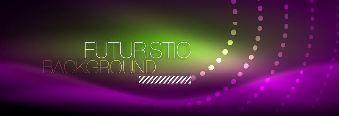 Glowing neon circle line dots, round line design, abstract style on black background. Neon abstract round circles Magic neon lights and glowing dots