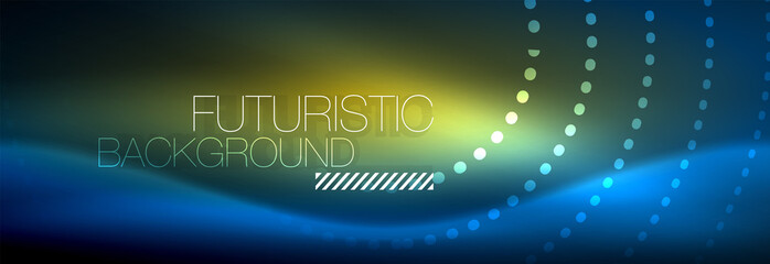 Glowing neon circle line dots, round line design, abstract style on black background. Neon abstract round circles Magic neon lights and glowing dots