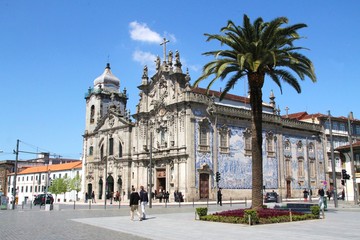 Fototapeta na wymiar porto, portugal, palm tree, architecture, cathedral, church, building, city, tower, landmark, town, old, religion, ancient, street, historic, 