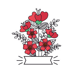 beautiful flowers decorative icon