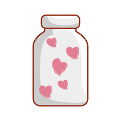 mason jar glass with love hearts
