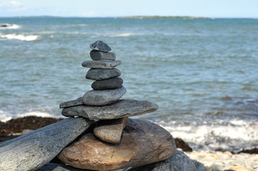 Zen Stone Stacking Ocean Beach Rocks