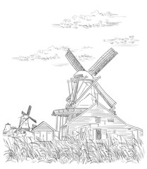 Obraz premium Vector hand drawing Holland 3