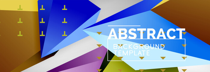 Triangles polygonal background, vector 3d poly template