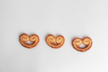 puff pastry cookies isolated on white background - Imagen