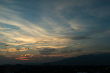 twilight sunset sky above the city