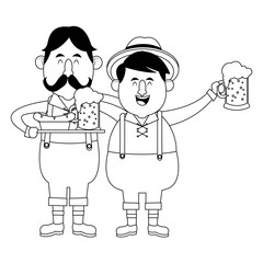 Bavarian men oktoberfest cartoons
