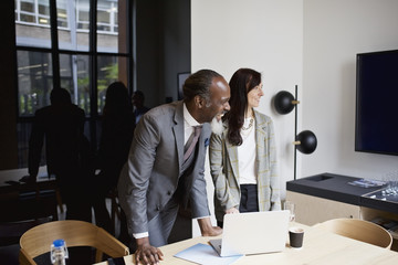 Multi-ethnicity colleagues in an office meeting