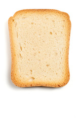 fetta biscottata su fondo bianco