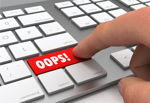oops push button concept 3d illustration