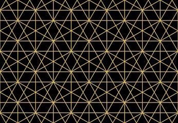 Gordijnen Het geometrische patroon met lijnen. Naadloze vectorachtergrond. Goud en zwarte textuur. Grafisch modern patroon. Eenvoudig rooster grafisch ontwerp © ELENA