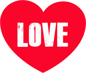 Vector red heart and text Love in heart .