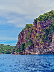 The stone island of Koh Rok (Thailand) archipelago with vegetation is in the sea