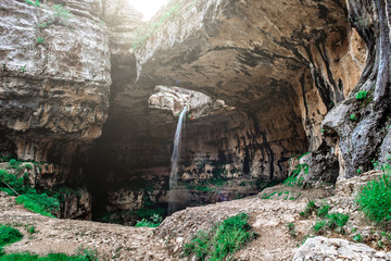 Obraz premium Balou Balaa waterfall (Baatara Gorge Waterfall), Tannourine, Lebanon, Middle East