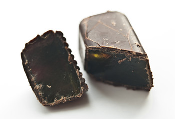 chocolate candy with jelly. close-up