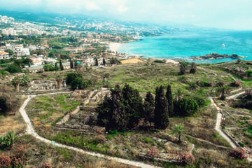 Panorama view of Ancient Byblos ruin at Jubayl, Lebanon