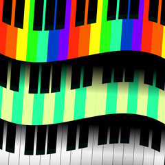 Piano keys, color and black and white.