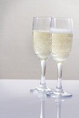 New year composition with champagne and space for text