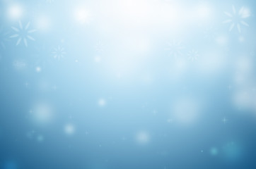 blue christmas background with snowflakes in winter