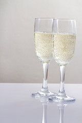 New year composition with champagne and space for text