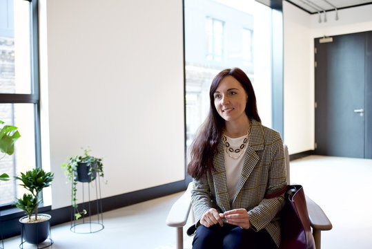White businesswoman in a job interview
