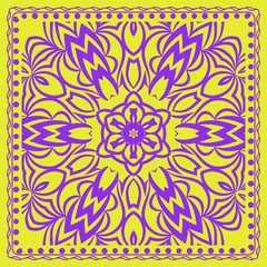 Floral geometric pattern with decorative element. Vector illustration. For card, tablecloth, fashion print