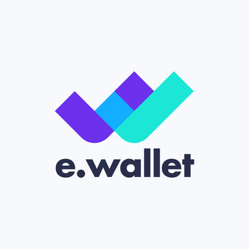 E Wallet Logo. Crypto Currency Wallet Icon. E Coins Vector Symbol 