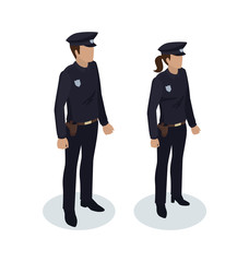 Policewoman and Policeman Vector Illustration