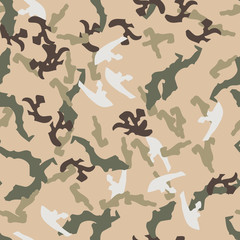 Universal camouflage of various shades of beige, brown, green and white colors