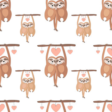 Sloth Seamless Vector Pattern.Vector Background 