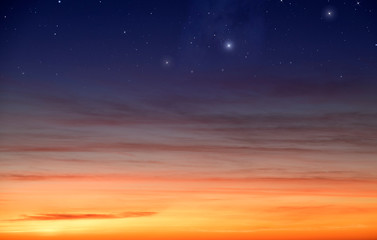 Sunset background image under starry sky