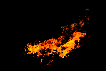 Texture of Fire flames on black background