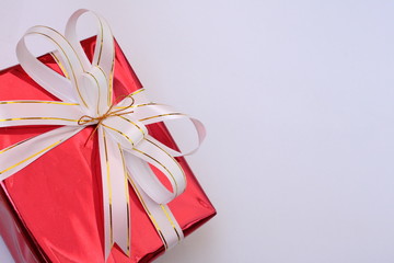Red Gift Box on White Art Paper