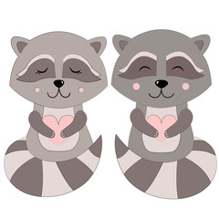 Raccoon Set Vector Illustration