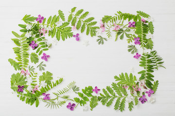 floral pattern on  white wooden background