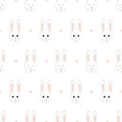 Obraz premium White Bunny Seamless Vector Pattern.Vector background