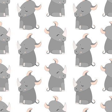 Rhinoceros Seamless Vector Pattern.Vector background
