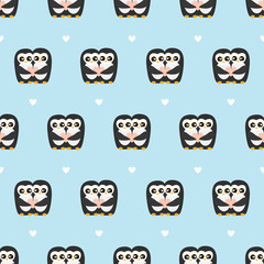 Penguin Seamless Vector Pattern.Vector background 
