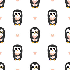 Penguin Seamless Vector Pattern.Vector background 