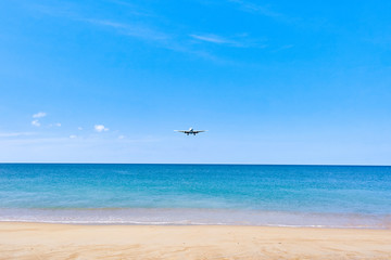 Plane is landing over water