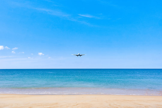 Plane Is Landing Over Water