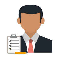 Businessman with clipboard and pencil