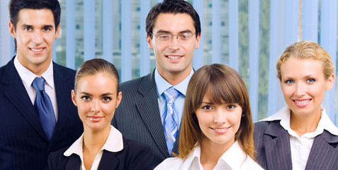 Happy five businesspeople