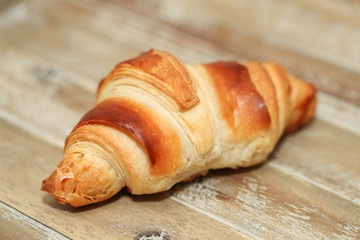 freshly baked croissants on table, top view - Image