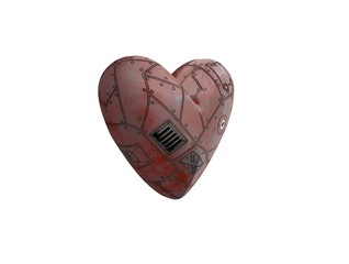 Metal heart ,robot heart,motor,3d render.