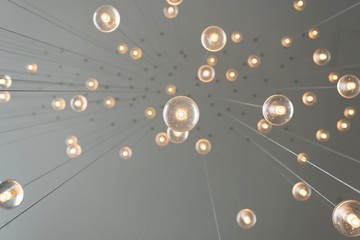 Glowing Hanging Circular Light Bulbs
