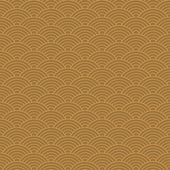 Seamless pattern. Wave. Fish scales texture. Vector illustration. Scrapbook, gift wrapping paper, textiles. Simple background. Chinese ornament