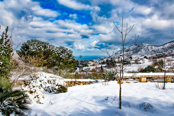 Il mare di palermo visto dalla neve di Poggio San Francesco