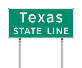 Texas State Line green road sign
